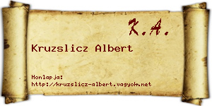 Kruzslicz Albert névjegykártya